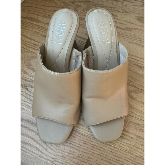 Alfani Magnolea Tan Peep‎ Toe Sandals With Cool Heels Women’s Size 6  Medium - Picture 2 of 11